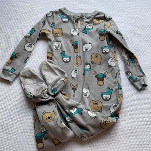 Size 5t Fleece Footie Pjs Winter Animals